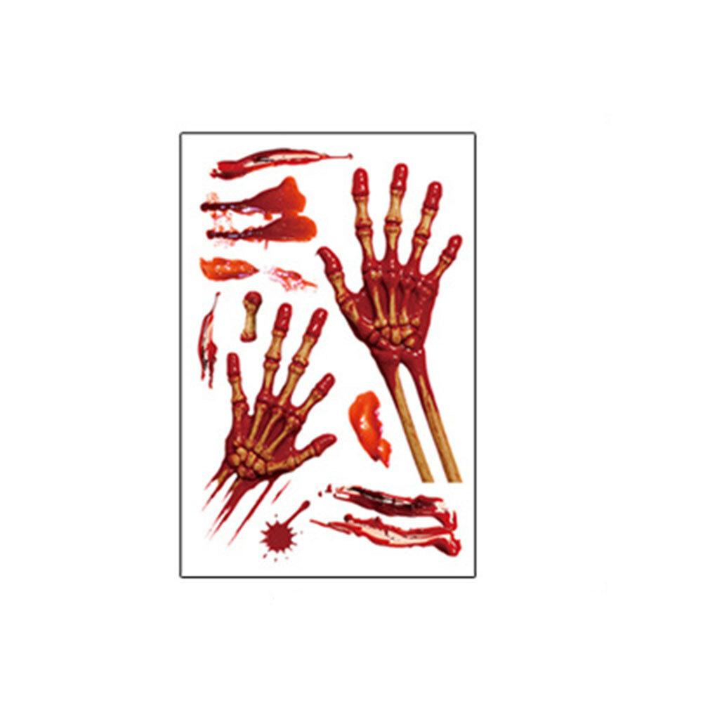 Halloween Bloody Footprints Clings Set 10PCS with Zombie Handprint Decals for Scary Event and Party Decoration