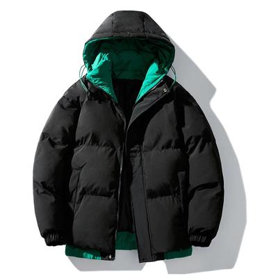 New Winter Fashion Warm Thick Coat Men's Cotton Down Jacket Hooded Solid Color Coat