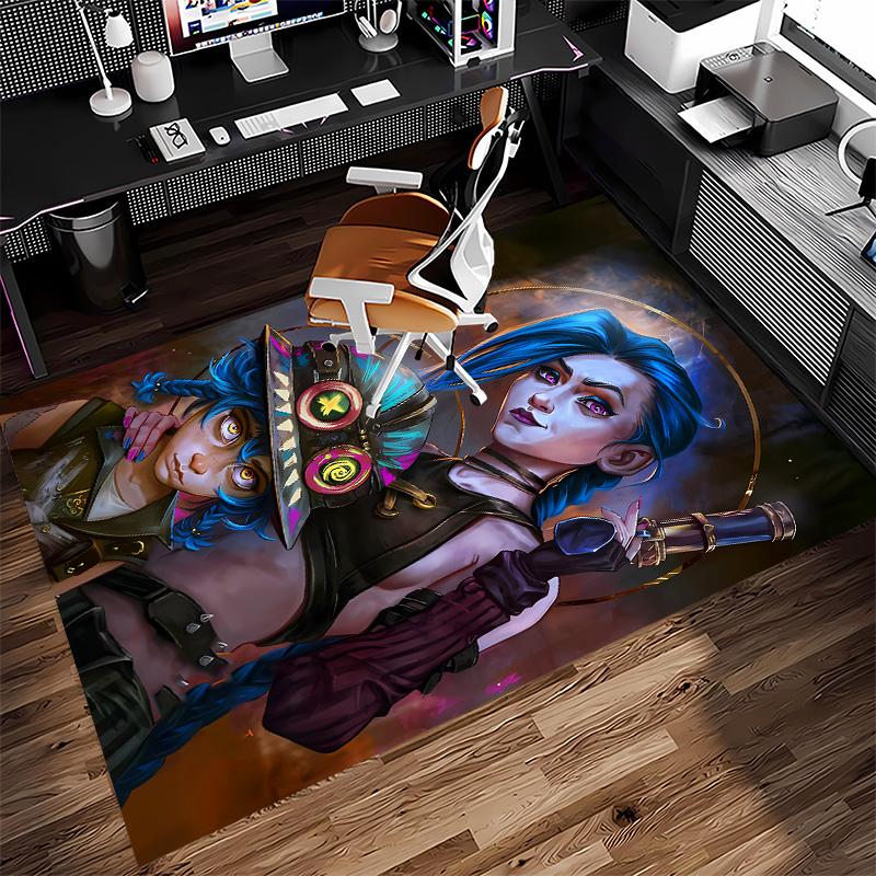 League of Legends Jinx Print Area Rug-Soft,Washable Non-Slip Indoor Mat Office Chairs,Living Room,Home Office Decorative Rug