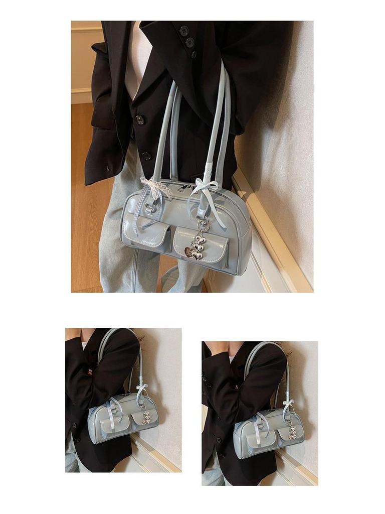 2025 Spring Star-Style High-Value Women's Large Bow Ribbon Shoulder Bowling Bag