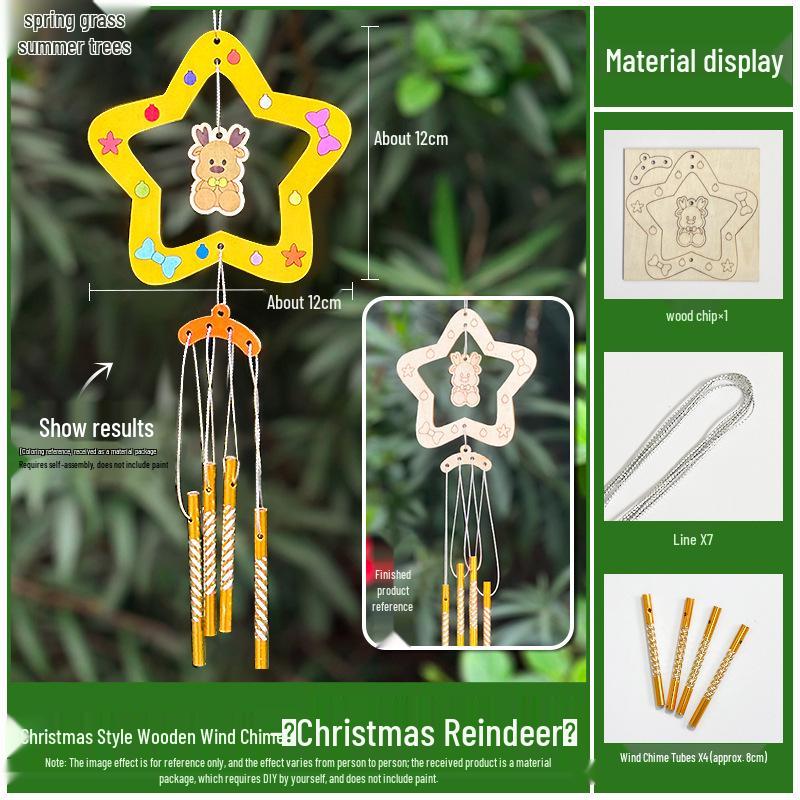 DIY Wooden Christmas Wind Chime Kit: Children's Painting & Decorating Ornament Gift