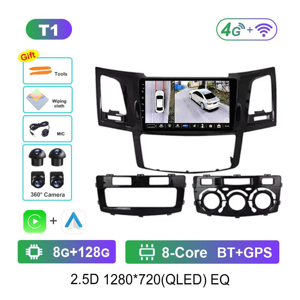 Bluetooth WiFi GPS Navigation Android 14 for Toyota Fortuner HILUX Revo Vigo 2007 - 2015 HD Screen Car Radio Multimedia Player