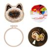 Cat Brooch DIY Embroidery Kit 3.5x3.5cm Embroidery Stitches Practice Kit with Embroidery Hoop Hand Sewing Kit for Beginners Gift