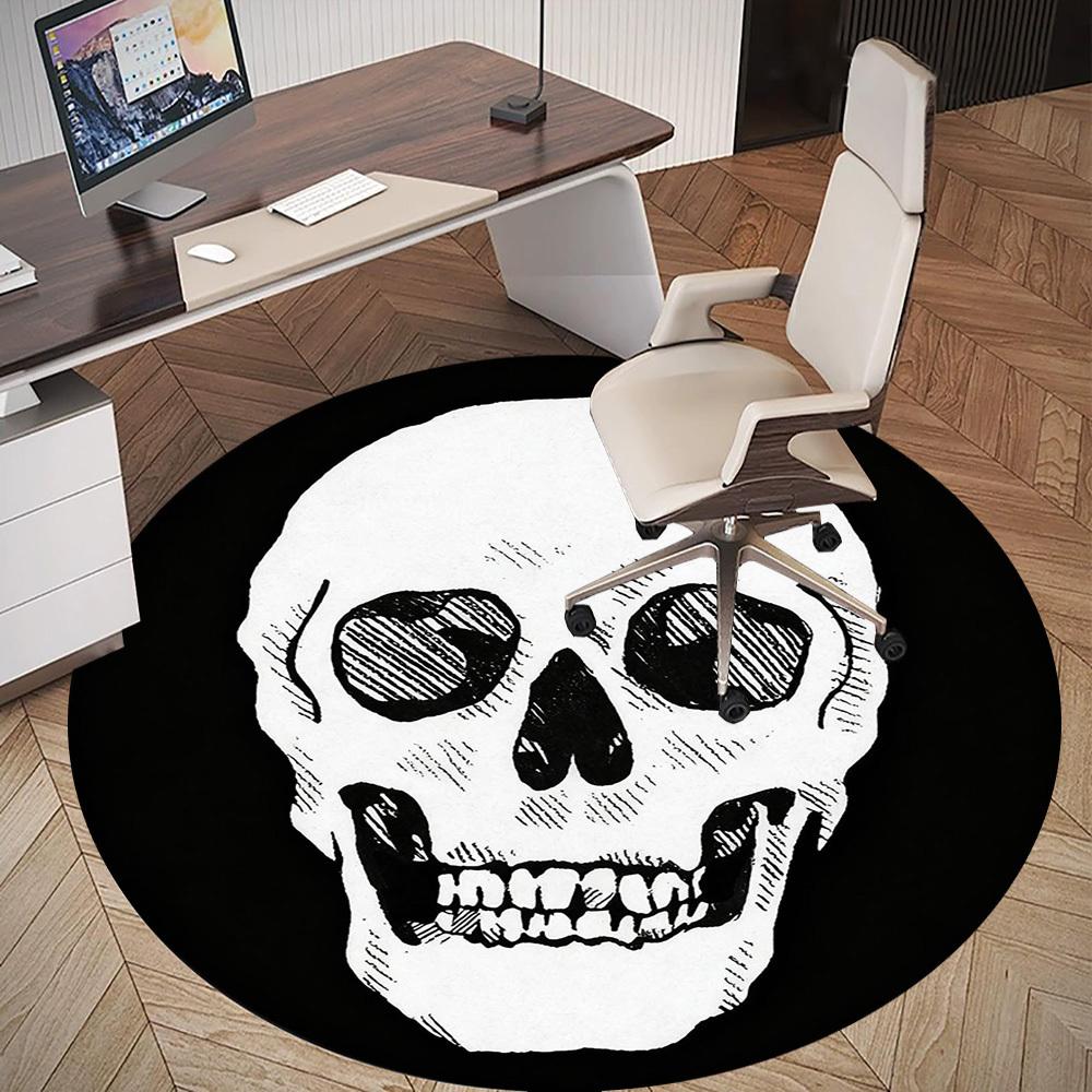 1pc Skull Bone Round Chair Mat Office Area Rug - Non-Slip, Floor Mat for Office, Bedroom, Ideal Home Decor Gift P0105066