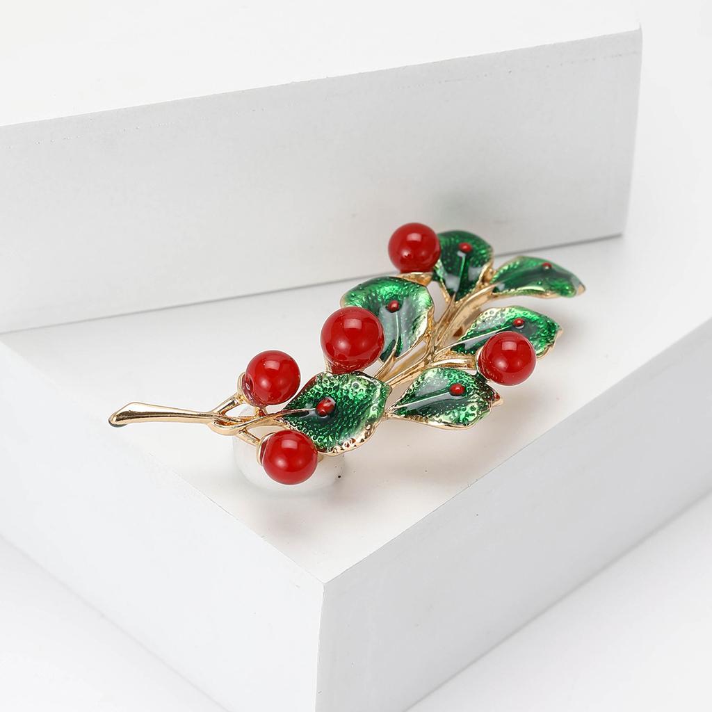 Personality Creative Alloy Enamel Pearl Leaf Brooch Temperament Women'S Clothing Corsage Ornament Pin