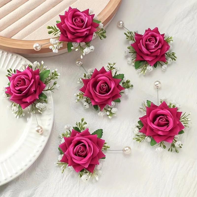 2PCS/Set Corsage Bridesmaid Accessories Party Jewelry Bridal Artificial Rose Gorgeous Wrist Corsage Elegant Multi-Color