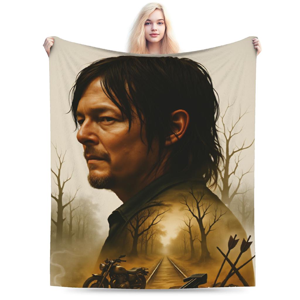 Daryl Dixon Bootleg Vintage  The Walking Dead Flannel Blankets Winter  Super Soft Bedding Throws for Boy Girl Bedspread Sofa Bed