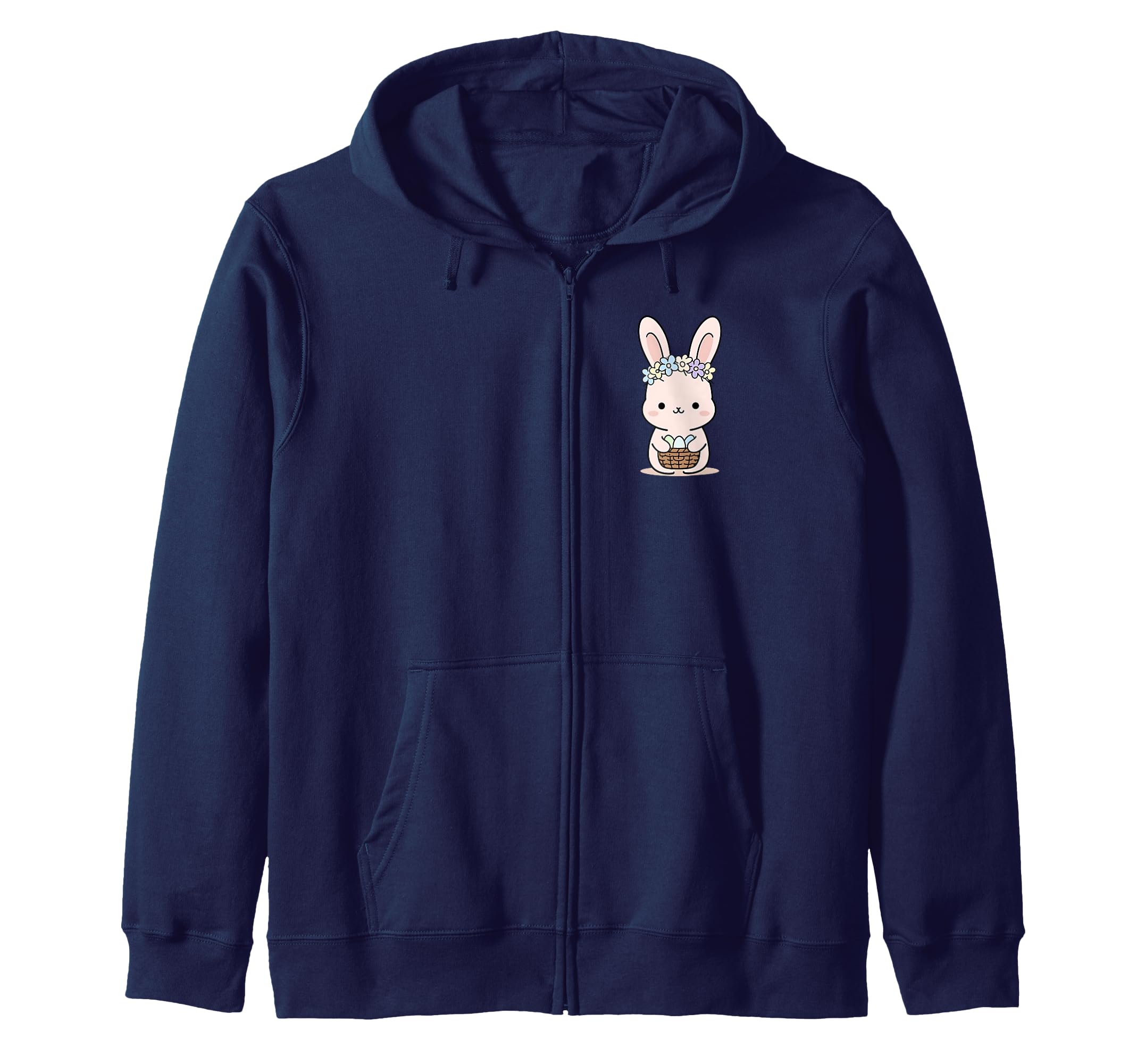 

Cute bunny bunny with easter basket and flower zip hoodie crown. синій