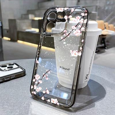 Weiche Blumen-Telefonhülle für iPhone 11 Hülle iPhone 13 15 12 14 16 Pro Max XR X XS 7 8 Plus SE Silikon Stoßfeste klare Hülle