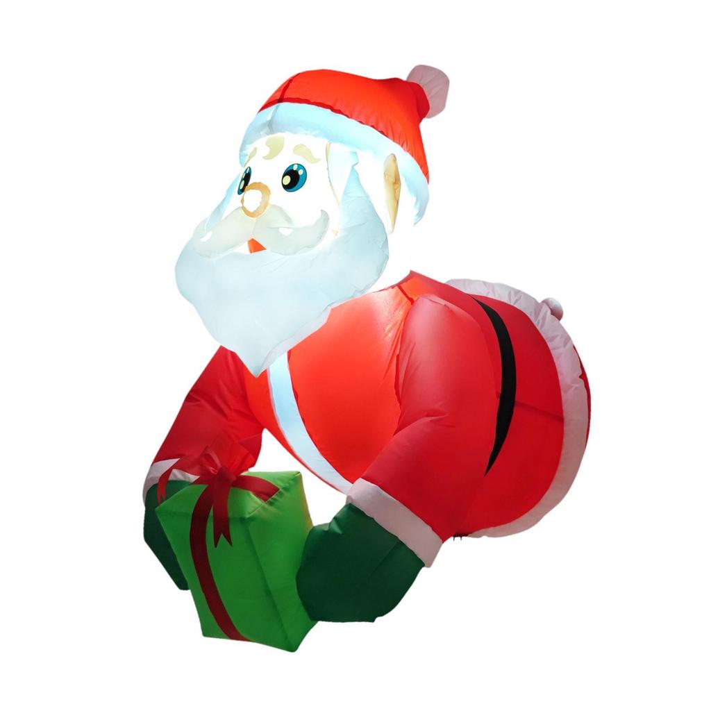 Inflatable Christmas Santa Prop with Lights Exterior Holiday Decoration for Outdoor Lawn Party Display