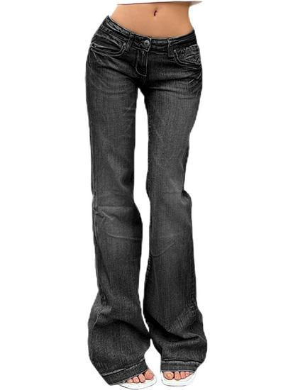 Retro American Spicy Girl Flared Slimming Elastic Denim Jeans for Women Small