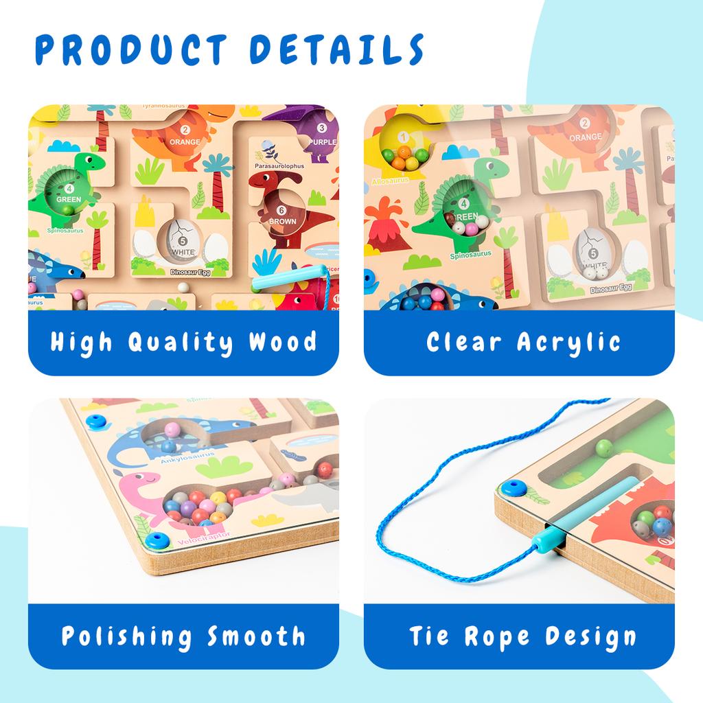 Magnetic Alphabet Maze Board with Magnetic Pen Fun Dot Art Magnetic Bead Drawing Board- Montessori Educational Toys