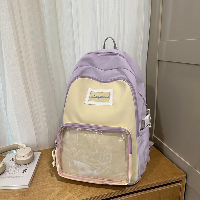 Farbblock Studenten Schultasche Damen Rucksack mit großer Kapazität