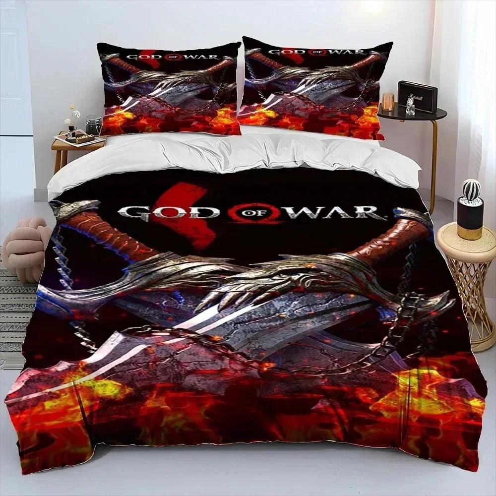 Game God of War Kratos Bedding Set Printed Bed Set With Pillowcase Duvet Cover Soft Queen King Size Bedclothes Home Boys Adult