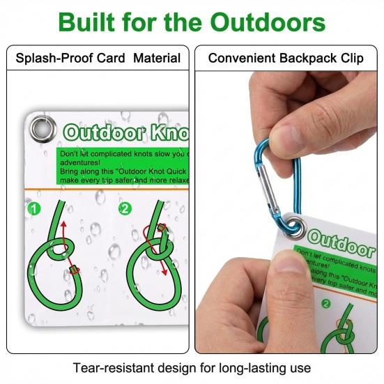 7Pcs/Set Knot Pocket Guide 27 Classic Knots Cards with Carabiner Reference Card Outdoor
