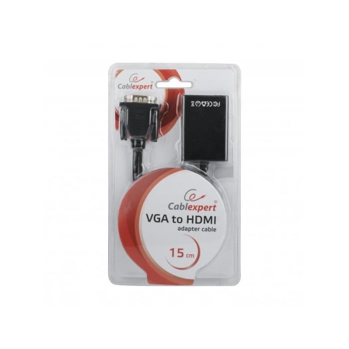 Adaptateur VGA / M + Audio Jack 3.5 + USB Vers HDMI / F - Noir - 0.15 M