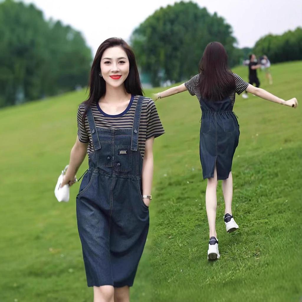 Trendy 2025 Summer Denim Dress Set: Age-Defying, Waist-Slimming Overalls for Women