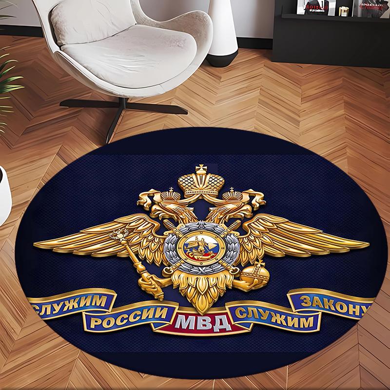 Russian Double Headed Eagle (5) Round Office Rug Decorative Floor Rug for Office Bedroom Living Room and Home Space