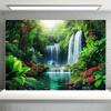 2D Lush Forest Waterfall Backdrop Tropical Nature Photo Background