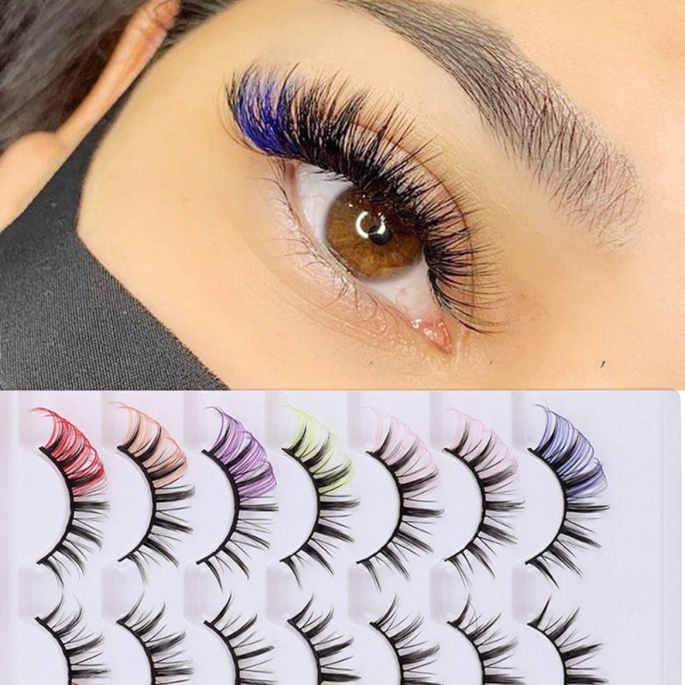 Eyelash Extension Colored False Eyelashes 7 Pairs 3D Mink Lashes  Daily Party and Holiday Stage