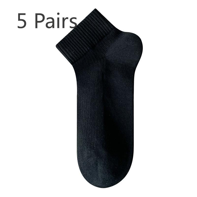 5 Pairs of Women's Spring and Summer Thin Breathable White Boneless Antibacterial and Deodorant Short Tube Cotton Socks