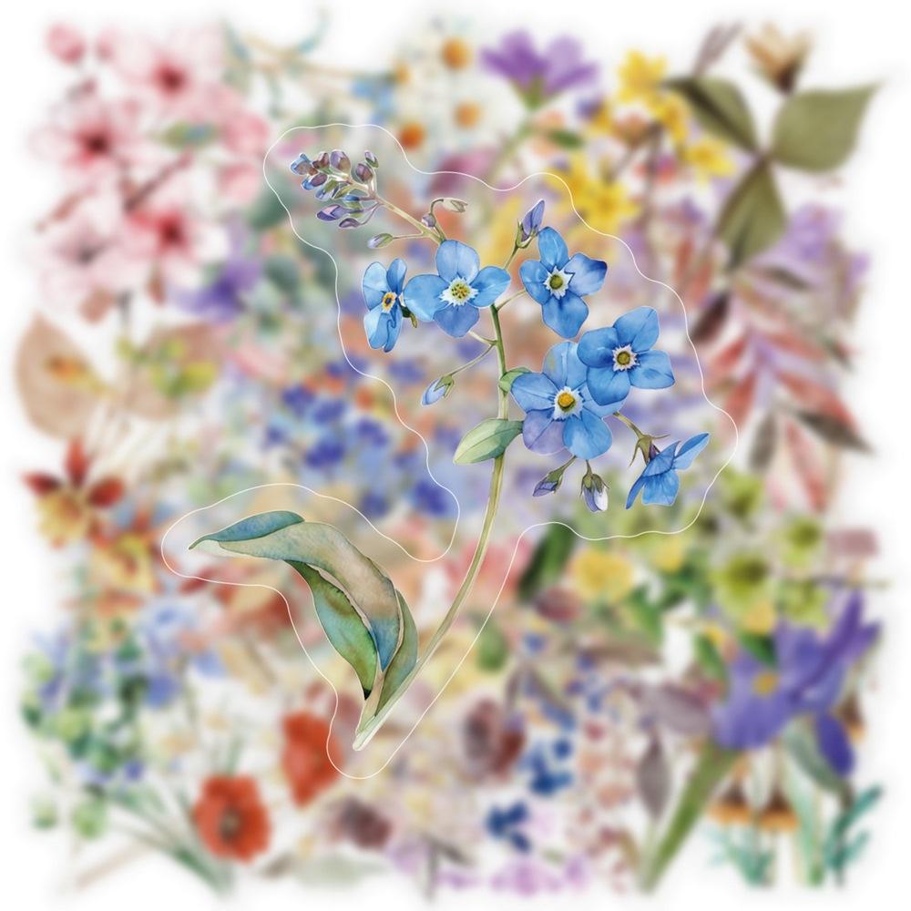 50Pcs Flower Stickers Natural Plants Decoration Mobile Phone Case Notebook Stationary Diy Transparent Pet Stickers Waterproof