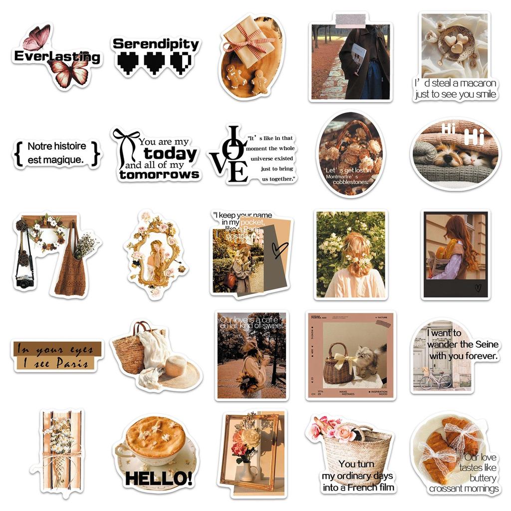 50 French Romantic Retro Stickers: Artistic Phone Case & Journal DIY