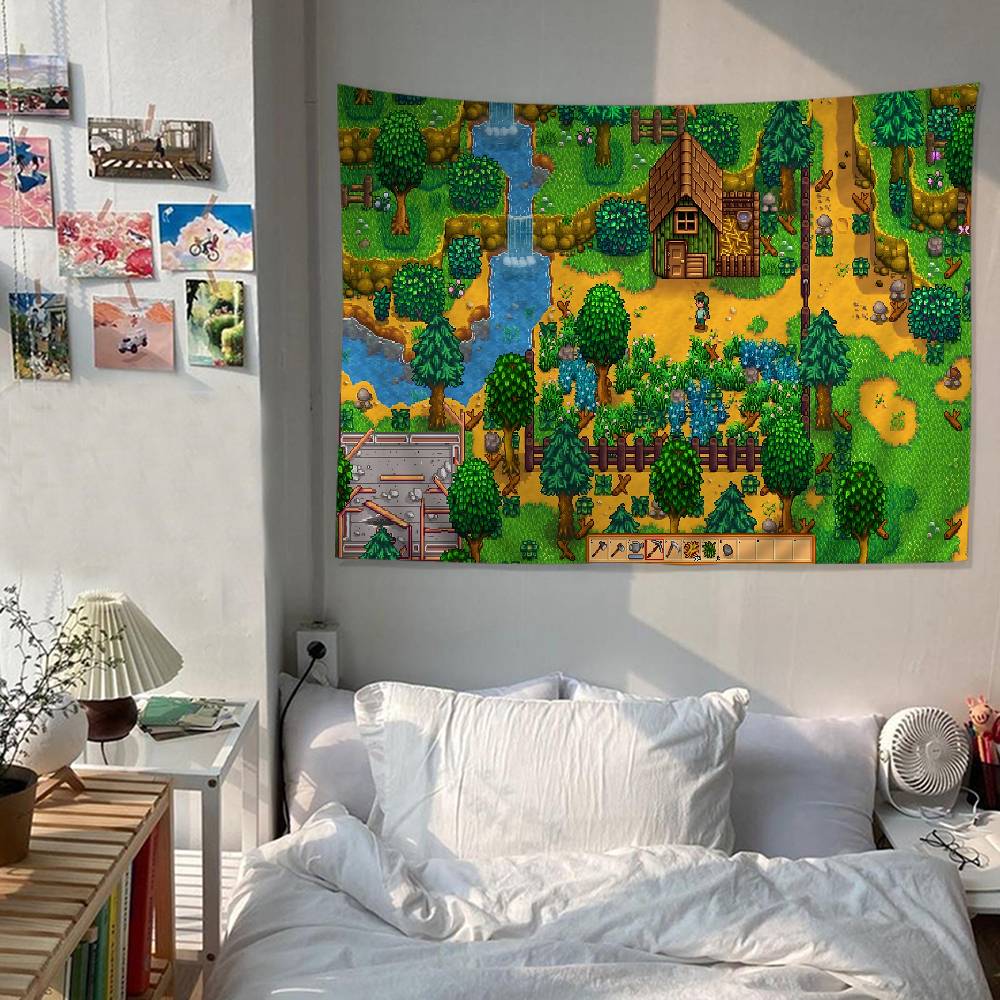 Game SStardew Valley Anime Tapestry Hanging Tarot Hippie Wall Rugs Dorm Home Decor