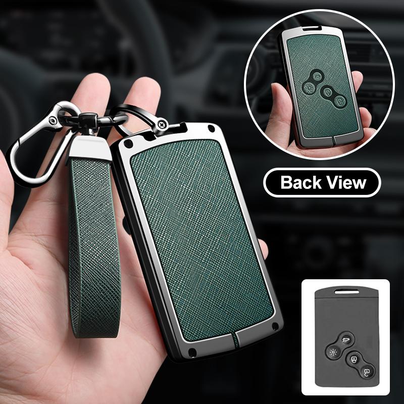 Zinc Alloy Leather Car Key Cover Fits Renault Sandero Koleos Captur Kadjar Megane Clio 5 Austral Logan Arkana Koleos Key Shell