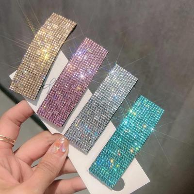 Schöne glänzende Strass-Haarnadeln Kreative rechteckige Haarspangen Damen-Haarschmuck