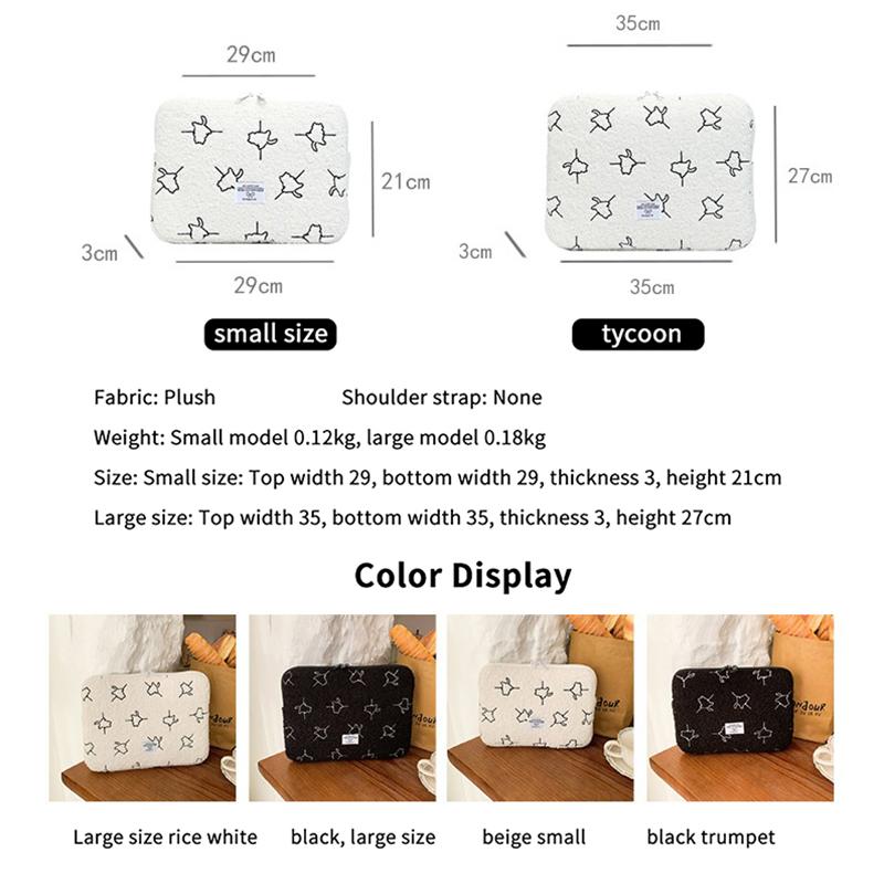 Plush Laptop Sleeve Case 13/14 Inch Notebook Bag For Macbook Air Pro Lenovo Hp 11 Inch Tablet Pouch For Ipad Portable Bag