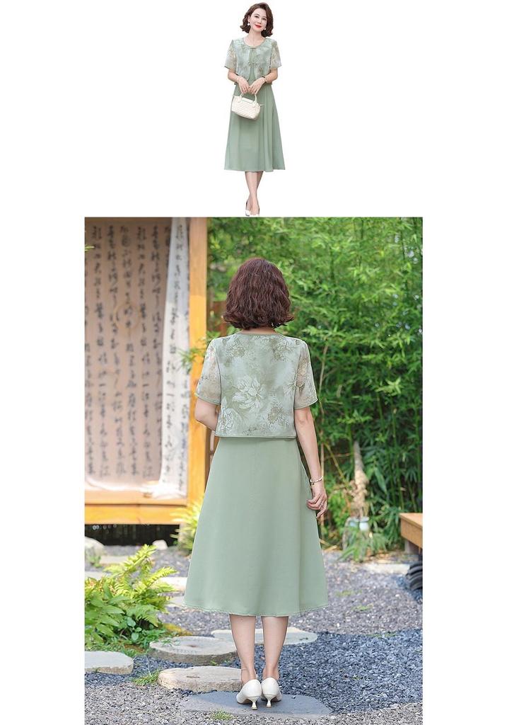 Elegant Chiffon Summer Dress for Middle-Aged & Elderly Women - Short Sleeve Long Skirt (2026 Edition)