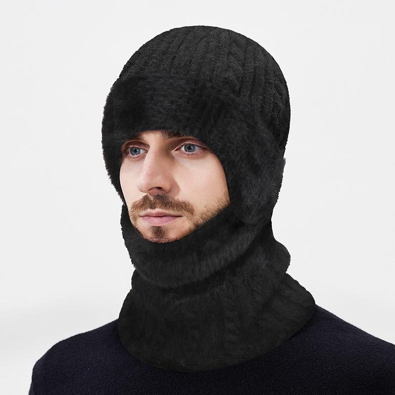 Zimowa Wełniana Gruba Ochrona Uszu Dzianinowa Czapka Męska Wełniana Ciepła Ochrona Szyi Wełniana Czapka