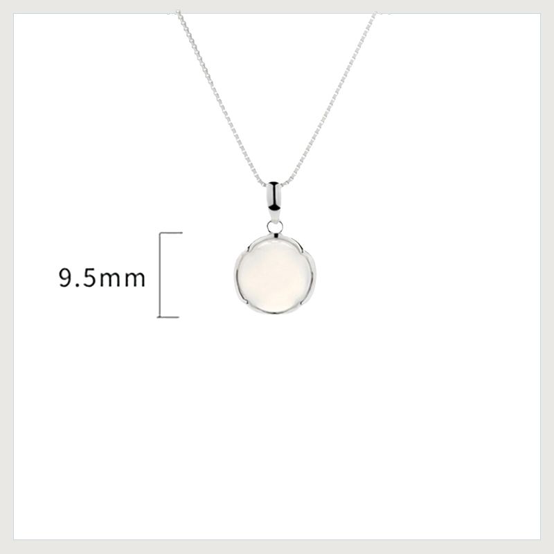 

Daytime Set Pink Crystal Female Niche Style Pendant Four-Leaf Clover Small white chalcedony necklace (White Gold)