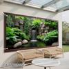 2D Stone Pond Green Plant Waterfall Background Cloth Live Stream Portrait Backdrop