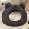 Warm Enclosed Hideaway for Indoor Cats Plush Cat Cave Bed, Hideaway, Fluffy Cozy Soft Pet Tent Burrow Bed Small Dogs Comfortable Nap Mat