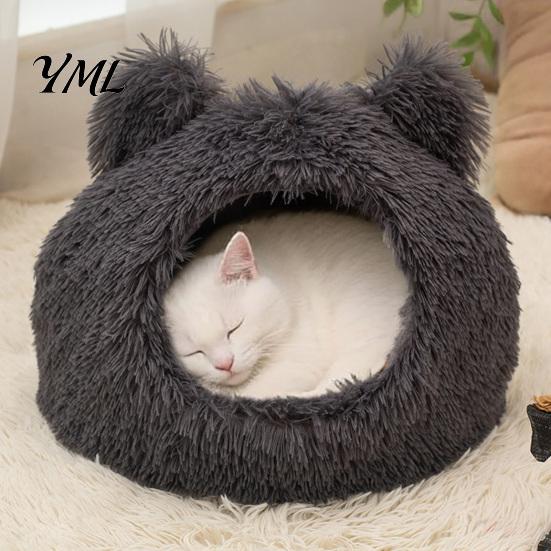 Warm Enclosed Hideaway for Indoor Cats Plush Cat Cave Bed, Hideaway, Fluffy Cozy Soft Pet Tent Burrow Bed Small Dogs Comfortable Nap Mat