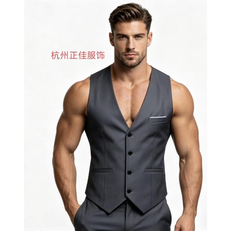 

Mens Grey Single Breasted V-Neck Suit Vest M серый
