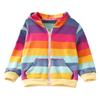 Vår Høst Baby Jente Yttertøy Regnbuestripet Casual Hettegenser Glidelås Genser Barnefrakk Antrekk Topper 2-6T
