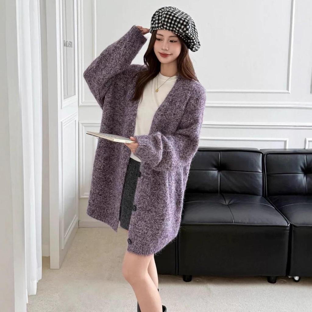 Korean Style Loose Knit Cardigan for Women - Versatile, Thick Autumn/Winter 2025 Sweater Coat