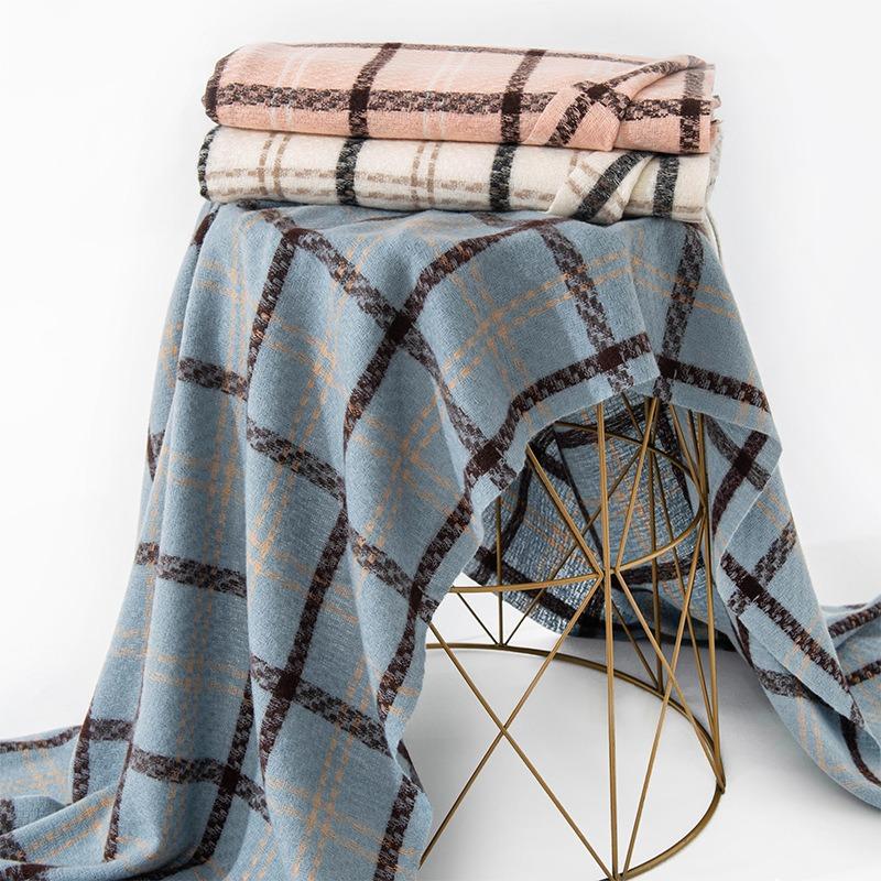 New sweet warm imitation cashmere scarf plaid student couple winter thickened warm scarf