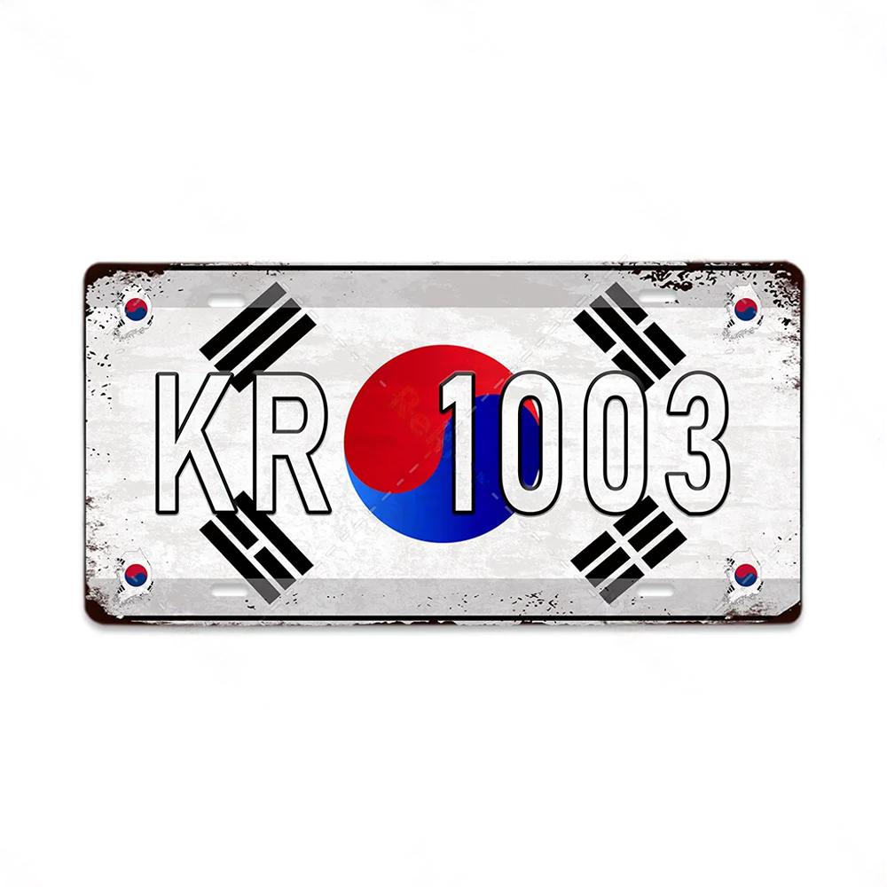 Retro License Plate Various Regions Metal Signs Posters Decor Italy Brazil Japan Poland Korea Ireland Bar Garage Plaque