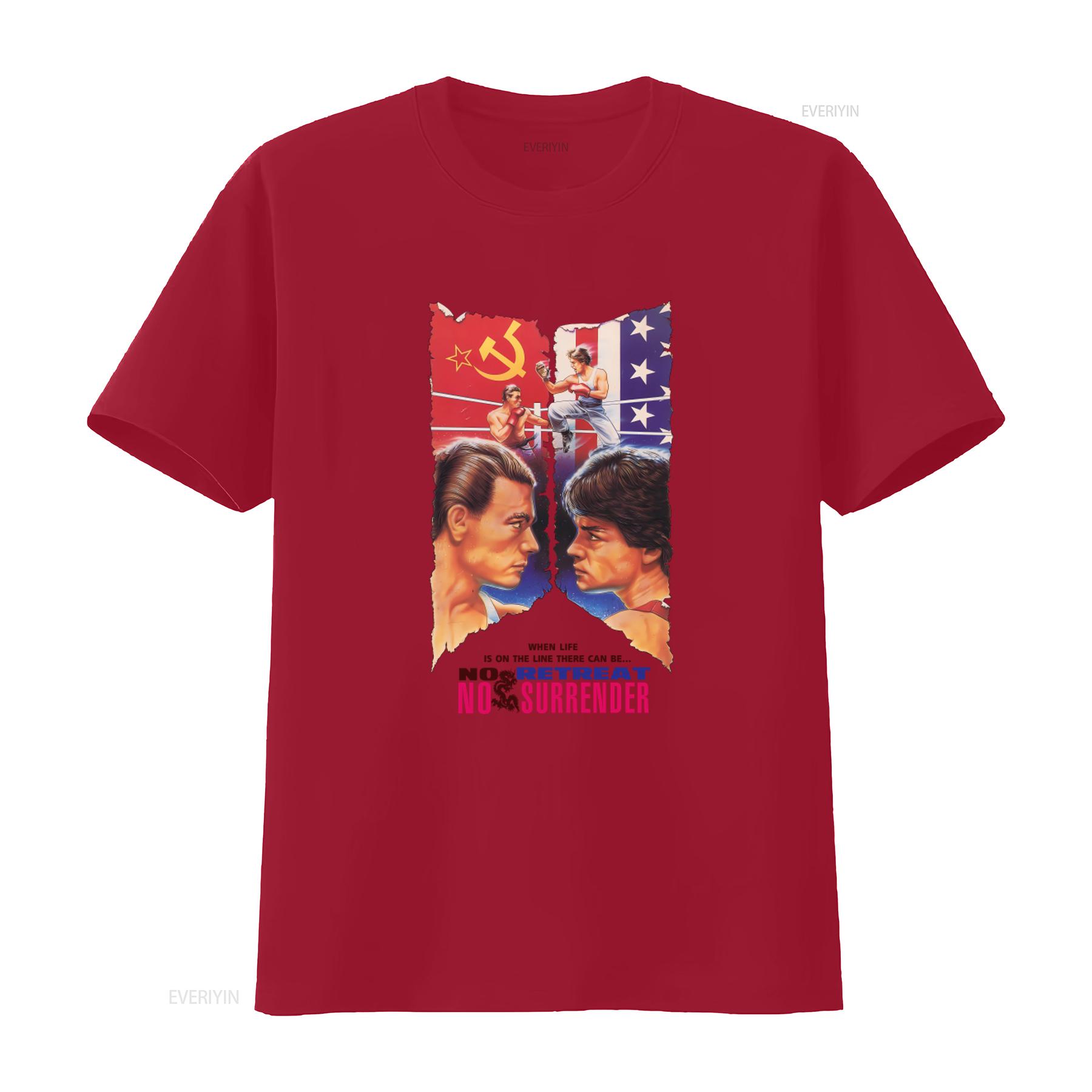 Cult Movie Karate Tiger No Retreat Surrender T Shirt for Men with Bold Print vintage Washed Breathable Stretched Stylish S