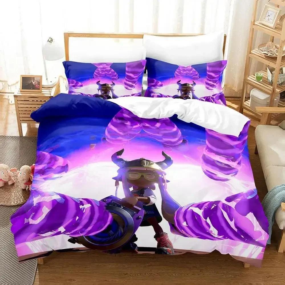 Kawaii Game Splatoon 3 Sleep Bedding Collection Single Size Twin Size Full Queen Dimension King Size Size Bed Collection Adult Kid Bedroom Duvet cover