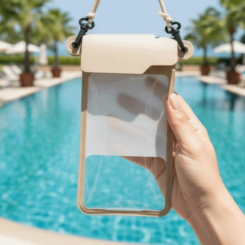 Adjustable Strap Waterproof Phone Pouch Sealed Large Capacity Transparent Hanging Neck Bag Lightweight Solid Color