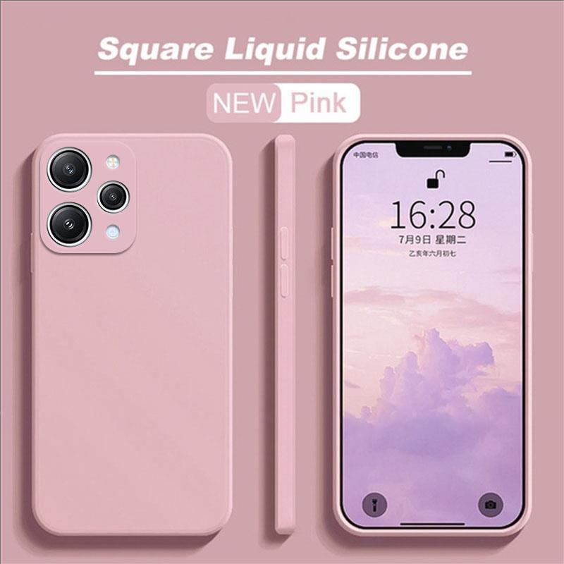Square Silicone Case For Xiaomi Redmi 12 4G Case Matte Plain Rubber Funda Protector Case For Redmi 12 Cover For Redmi12