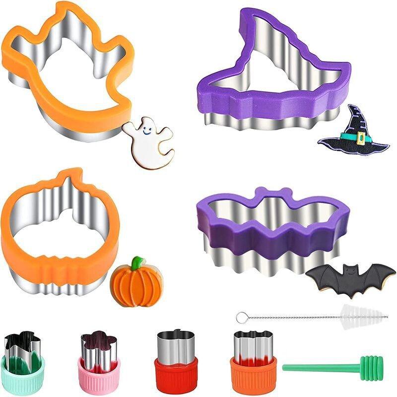 Halloween Cookie Cutters 10 Pcs 3D Sandwich Biscuit Molds for Frosting Baking Set