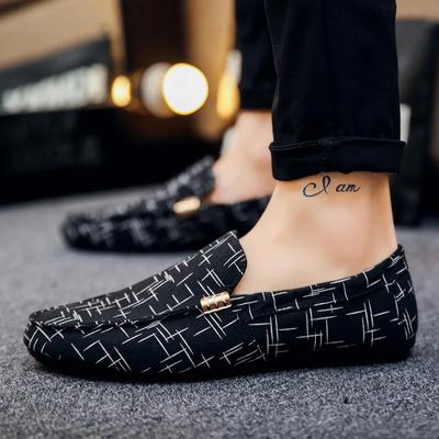 Herren Slipper Bequeme Flache Freizeitschuhe Herren Atmungsaktive Slip-On Weiches Leder Fahrschuhe Mokassins Chaussure Hommes Canvas