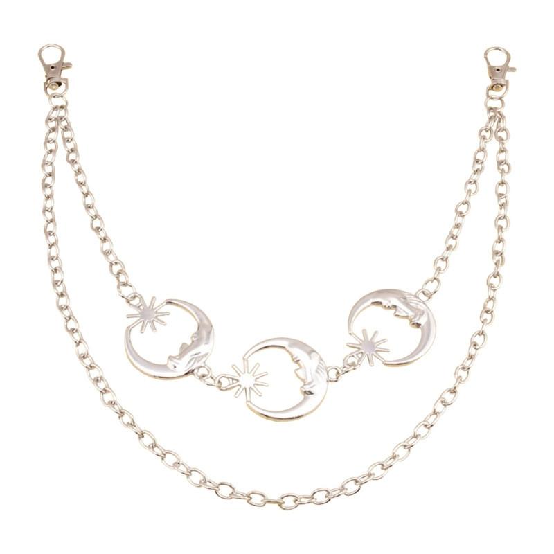 Multilayer Punk Gothic Sun Moon Waist Chain Metal Belts For Women Dress Jewelry Waist Belts