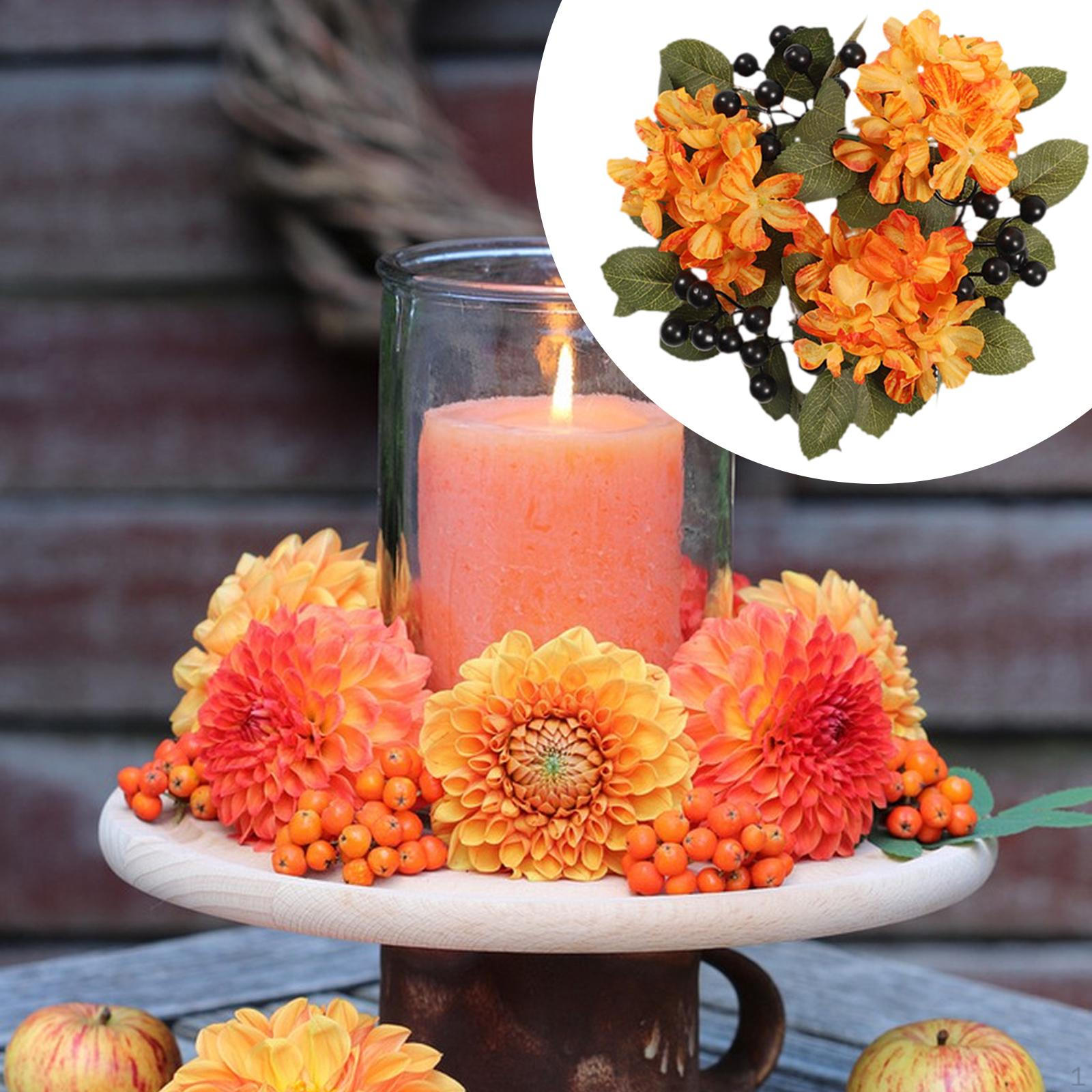 

Halloween Candle Ring Wreath Decor Autumn for Fence Party Supplies Farmhouse Red оранжевый